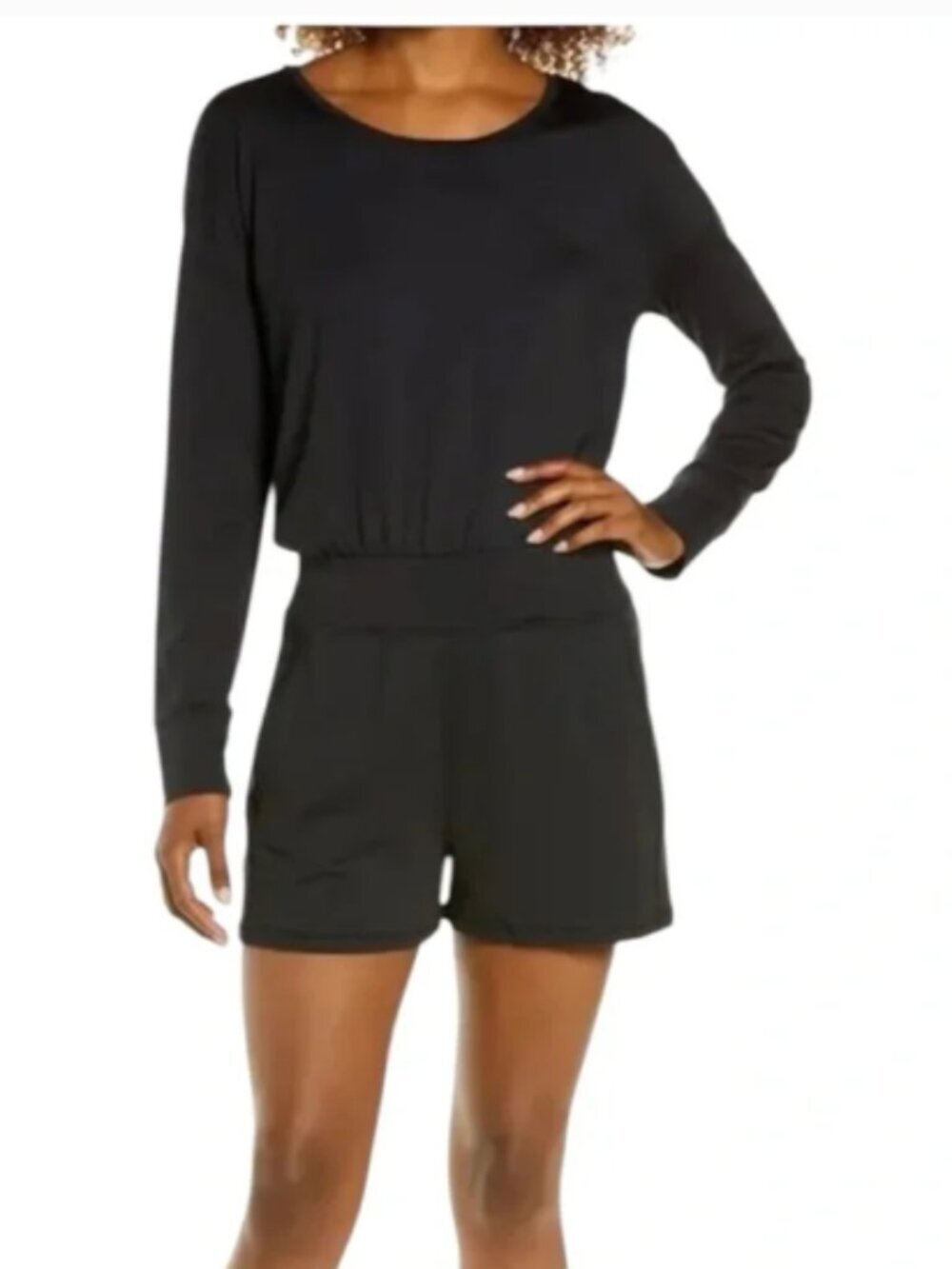 SWEATY BETTY Gary Long Sleeve Romper Black Size Small